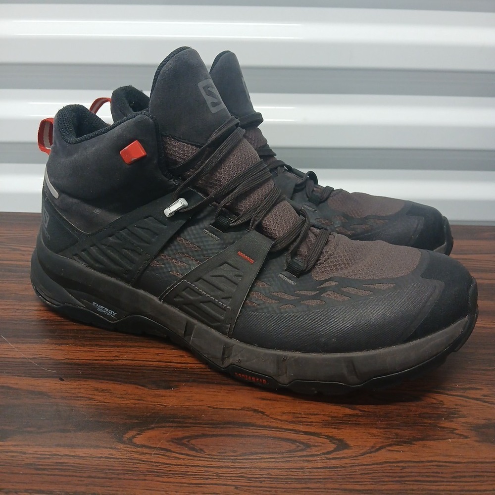 Salomon Hiking Boots Odyssey Mid Gore-Tex Mens Sz 9.5 Black Red Gray